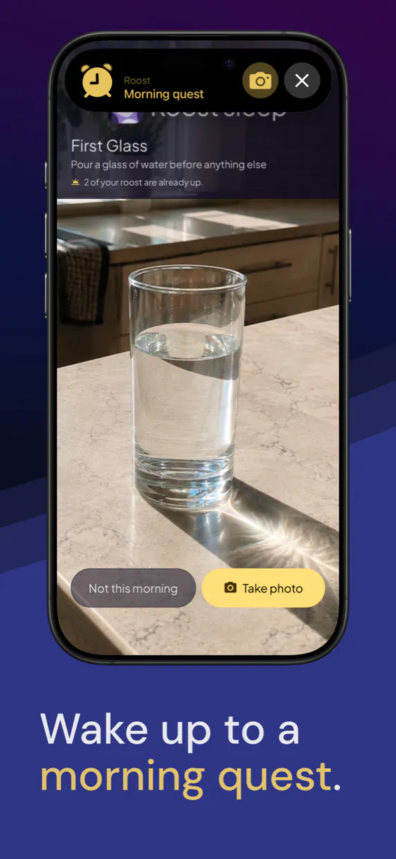 Wake up to a morning quest. Taking a photo of the first glass of water.
